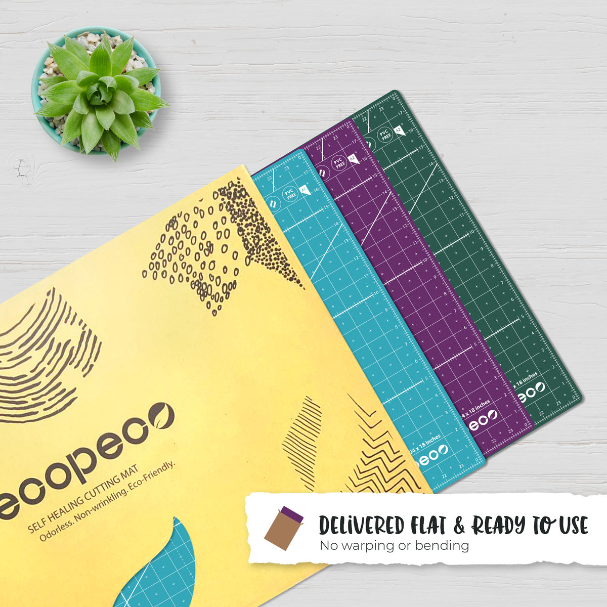 INCHES ecopeco® 3 Pack Self-Healing, Reversible Eco Cutting Mats