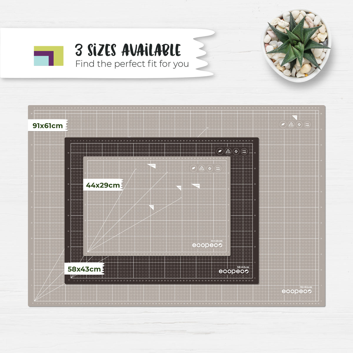 METRIC ecopeco® Mocha Brown Self-Healing, Reversible Eco Cutting Mat