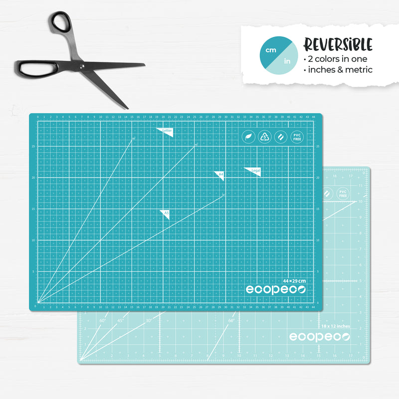 METRIC ecopeco® Quetzal Blue Self-Healing, Reversible Eco Cutting Mat