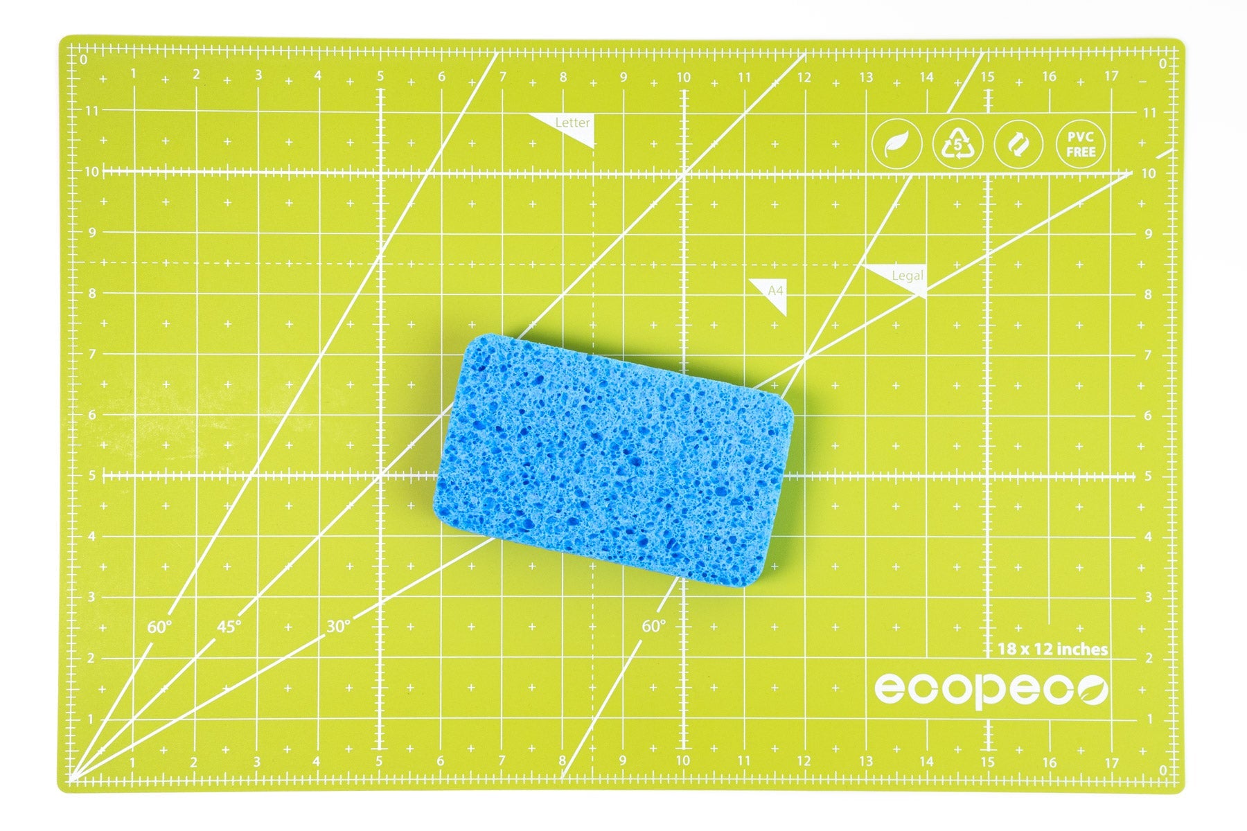 how to clean your cutting mat: an image of a sponge on a cutting mat