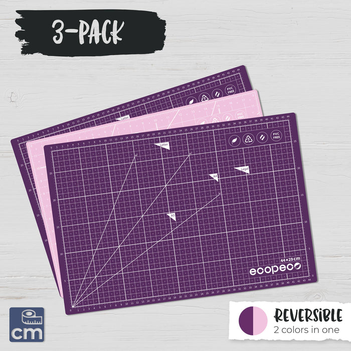 METRIC ecopeco® Berry Bliss 3-Pack Self-Healing, Reversible Eco Cutting Mats