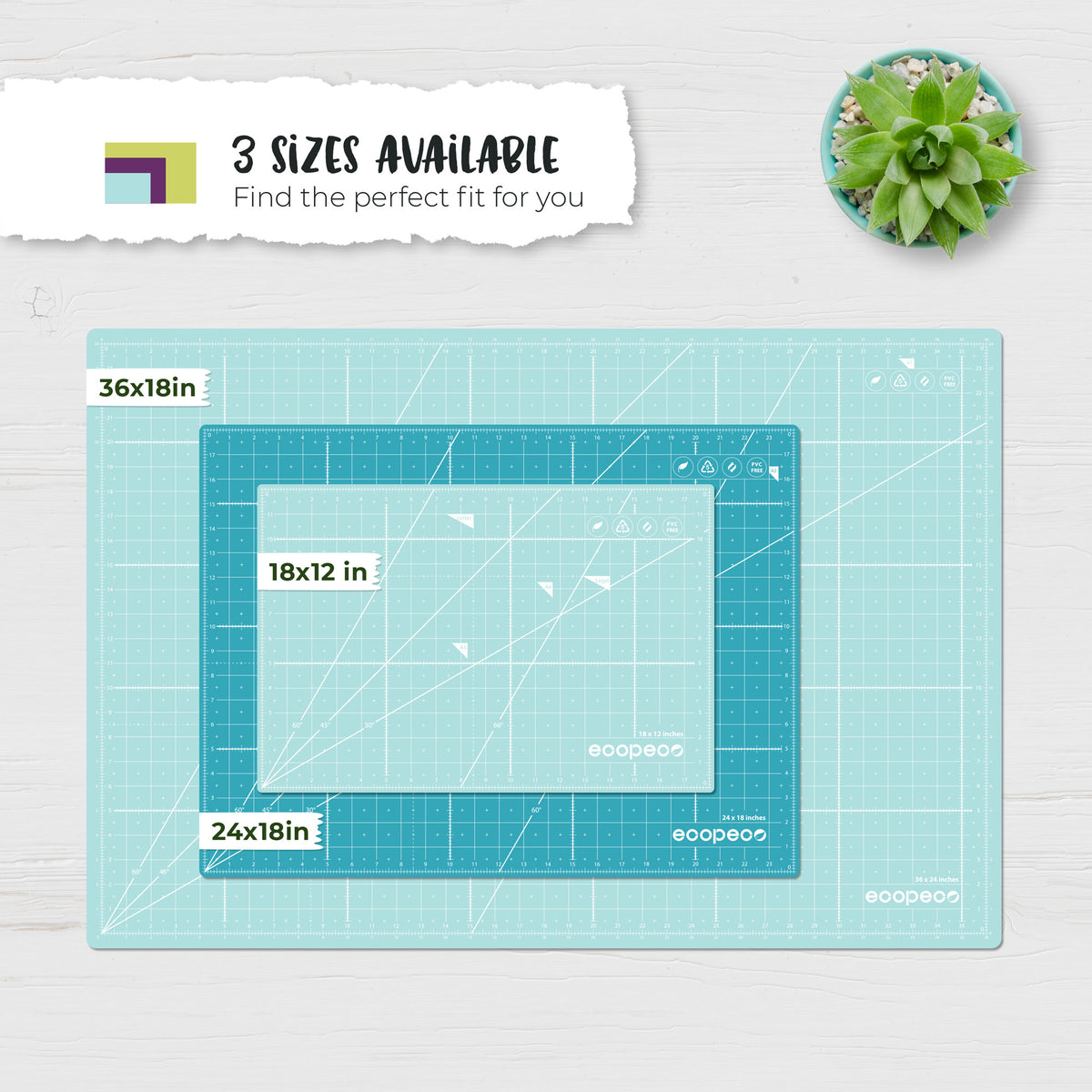 ecopeco® Quetzal Blue Self-Healing, Reversible Eco Cutting Mat