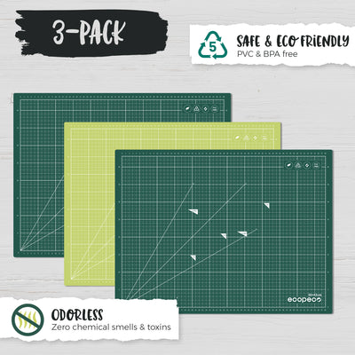 METRIC ecopeco® Jade Green 3-Pack Self-Healing, Reversible Eco Cutting Mats