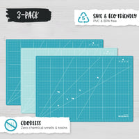ecopeco® Quetzal Blue 3 Pack Self-Healing, Reversible Eco Cutting Mats