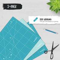 ecopeco® Quetzal Blue 3 Pack Self-Healing, Reversible Eco Cutting Mats