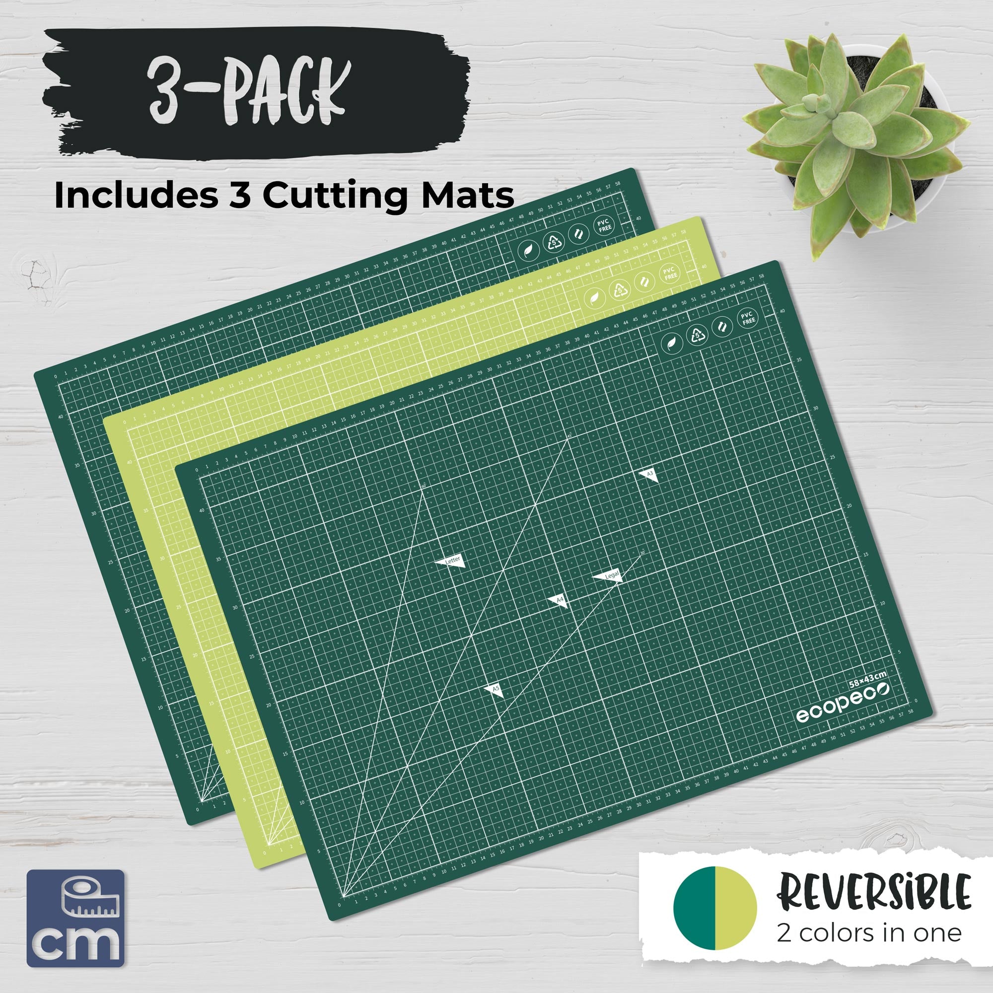 ecopeco® Jade Green Self-Healing, Reversible Eco Cutting Mat