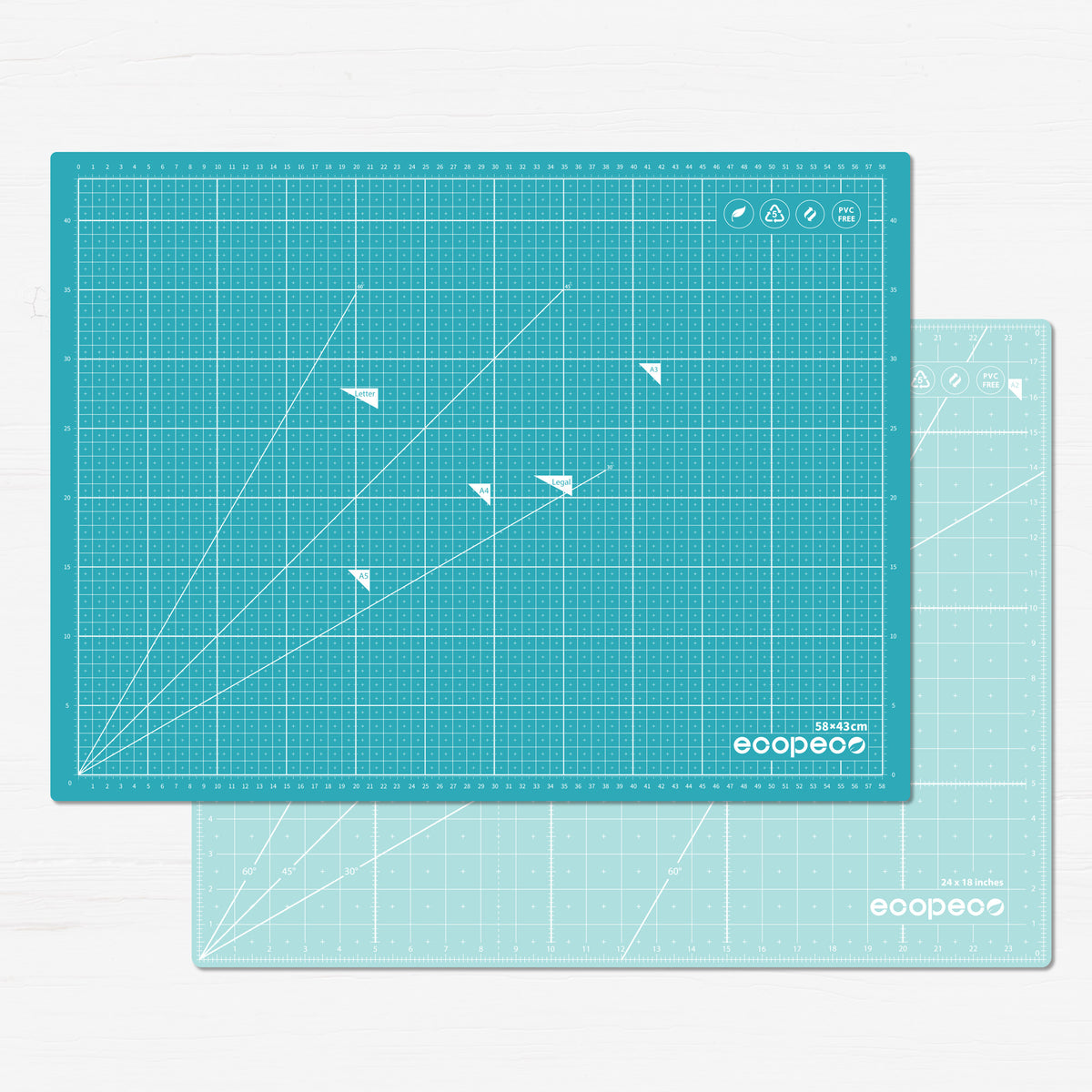 METRIC ecopeco® Quetzal Blue Self-Healing, Reversible Eco Cutting Mat