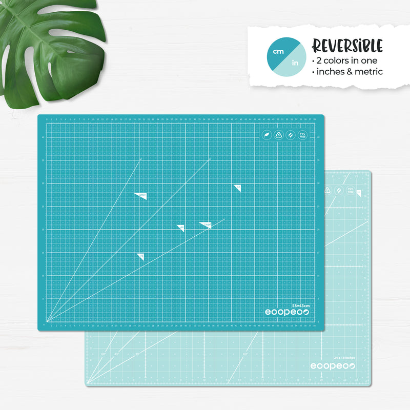 METRIC ecopeco® Quetzal Blue Self-Healing, Reversible Eco Cutting Mat