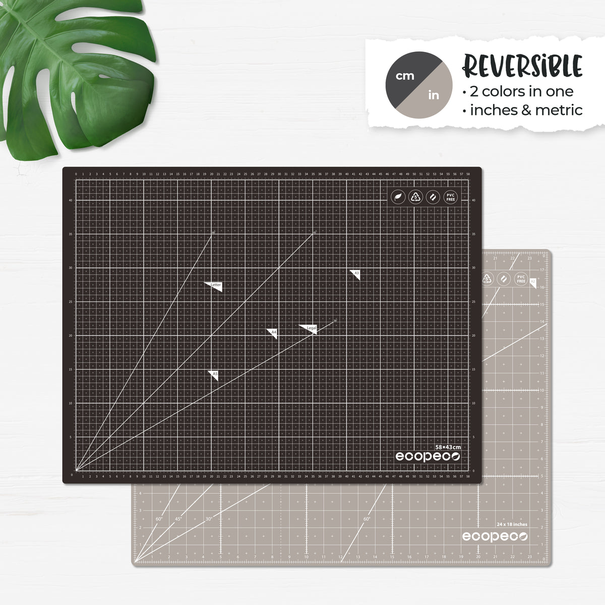 METRIC ecopeco® Mocha Brown Self-Healing, Reversible Eco Cutting Mat