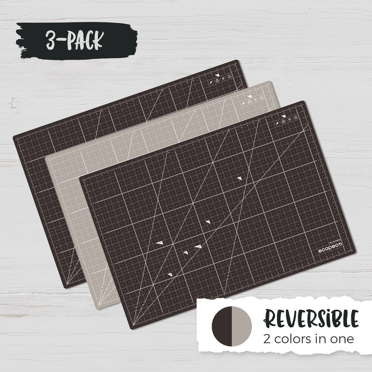 ecopeco® Mocha Brown 3 Pack Self-Healing, Reversible Eco Cutting Mats