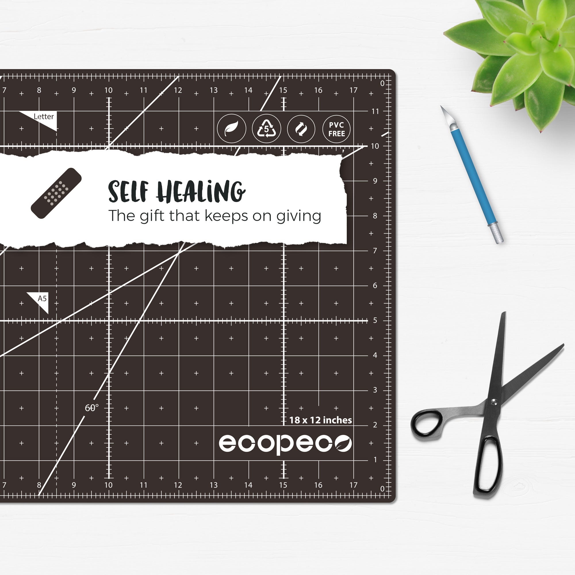 ecopeco® Quetzal Blue Self-Healing, Reversible Eco Cutting Mat